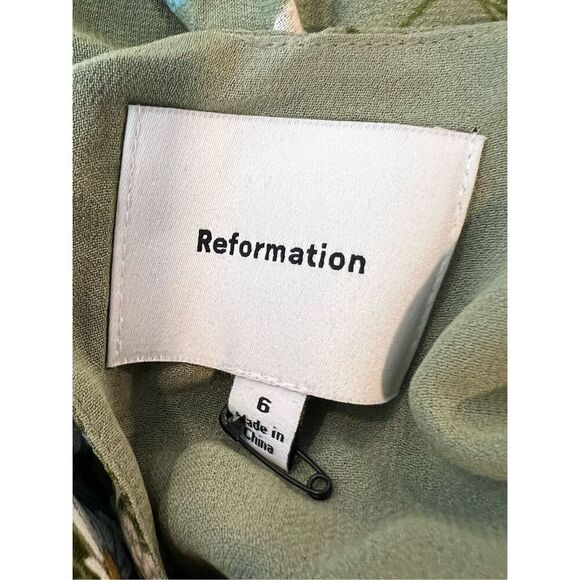 Reformation Women's Green Floral Print Mini Dress Size 6 NWOT T026 - Picture 5 of 7